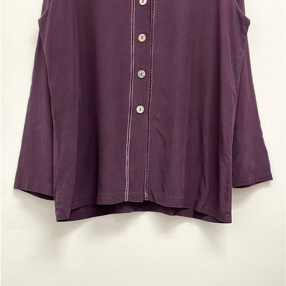 Freeport Studio 100% Silk Velvet Trim Oversized Artsy Button-Down Blouse - Med - Picture 8 of 9